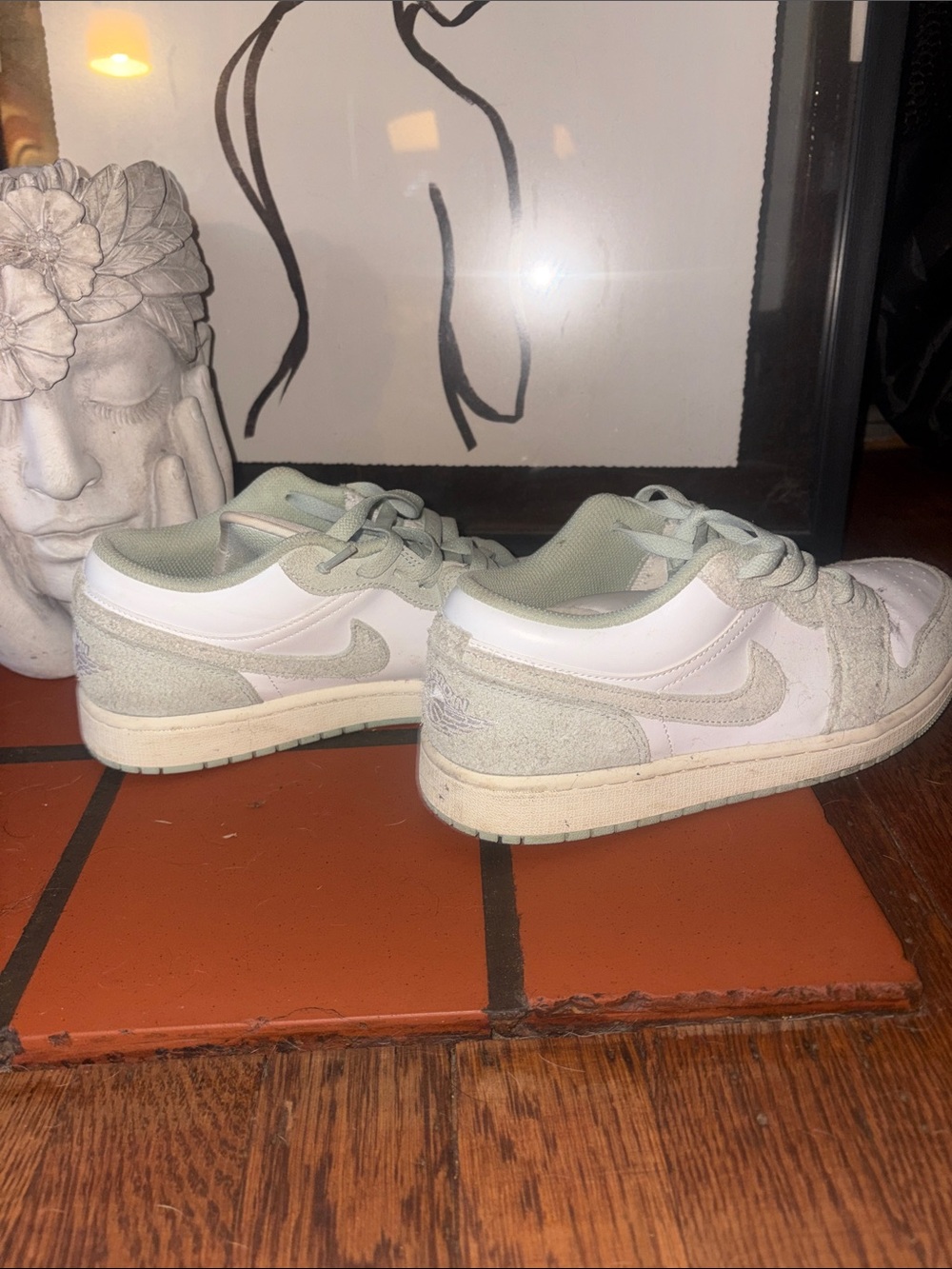 Nike Low-Top Sneakers in White and Sage Green